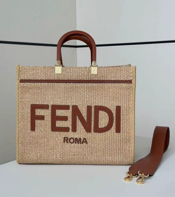 FENDI Sunshine Raffia Tote