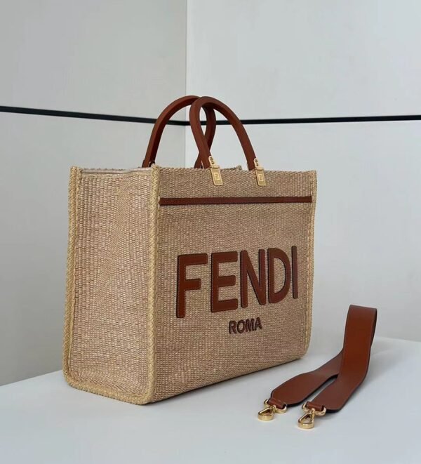FENDI Sunshine Raffia Tote