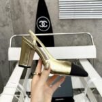 Chanel Gold Slingbacks High Heels