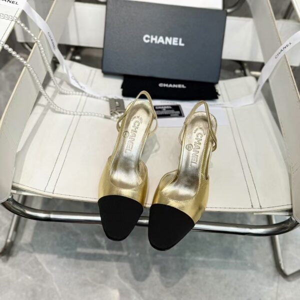 Chanel Gold Slingbacks High Heels