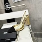 Chanel Gold Slingbacks High Heels