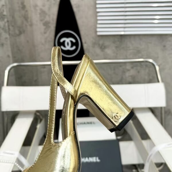 Chanel Gold Slingbacks High Heels