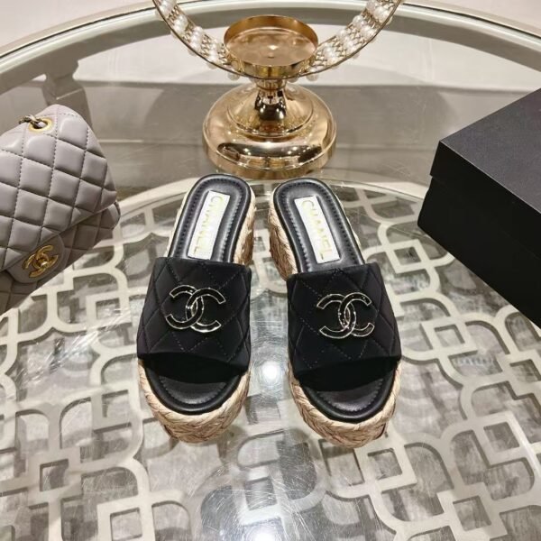 Chanel Grass Wedge Heels Sandals