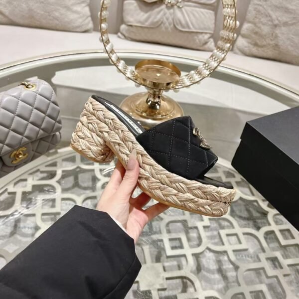 Chanel Grass Wedge Heels Sandals