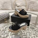 Chanel Grass Wedge Heels Sandals