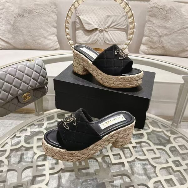 Chanel Grass Wedge Heels Sandals