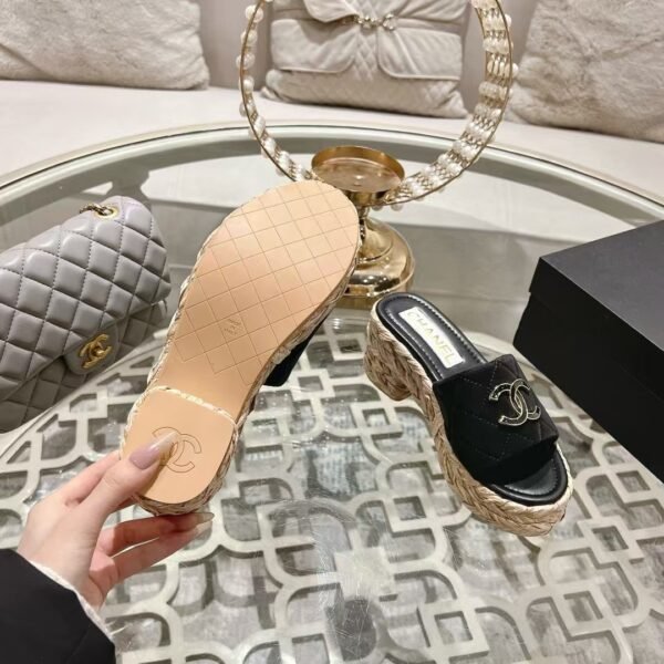 Chanel Grass Wedge Heels Sandals