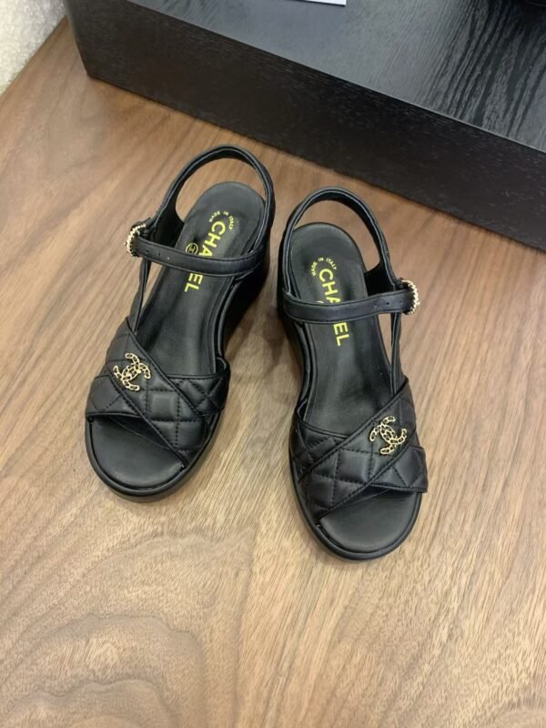 Chanel Black Lambskin Sandals