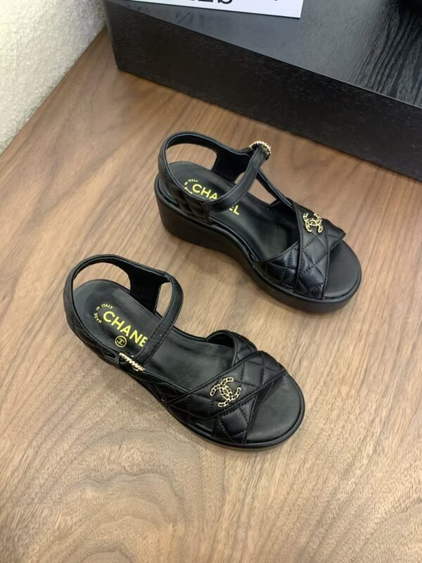 Chanel Black Lambskin Sandals