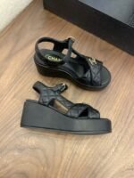 Chanel Black Lambskin Sandals
