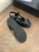 Chanel Black Lambskin Sandals