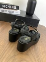Chanel Black Lambskin Sandals
