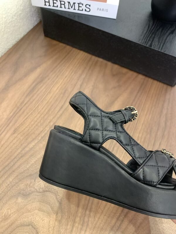 Chanel Black Lambskin Sandals