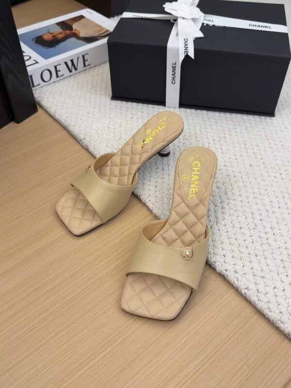 CHANEL Lambskin Quilted CC Mules