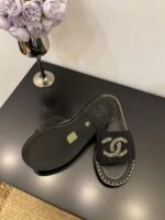 Chanel Interlocking CC Logo Leather Slingback Sandals