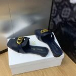 Dior 30 Montaigne Heeled Slide Black Calfskin