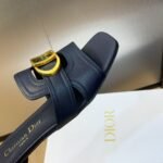Dior 30 Montaigne Heeled Slide Black Calfskin