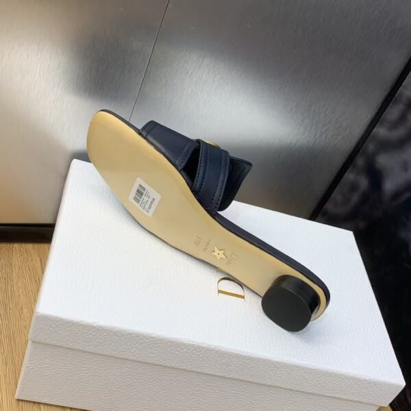 Dior 30 Montaigne Heeled Slide Black Calfskin